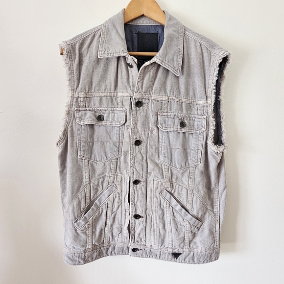 Guess Men's Gray Denim Vest - Picture 1 of 6